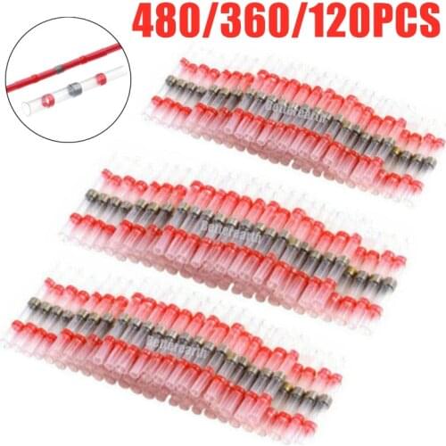 480/120PCS Solder Seal Wire Connectors Waterproof Heat Shrink Butt Connectors Electrical Wire Terminals Insulated Butt Splices