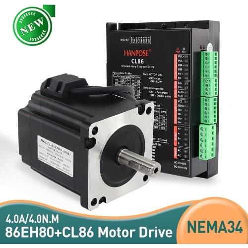 86 closed loop Stepper Motor 4.0N.M 4.0A Nema34 Hybrid 86EH80A4001+CL86 Drive motor Closed-loop step motor kit