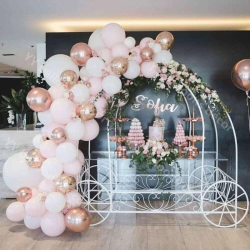 97pcs Macaron White Pink White Balloon Garland Arch Kit Rose Gold 4D Balloon Baby Shower Wedding Birthday Party Decor Supplies