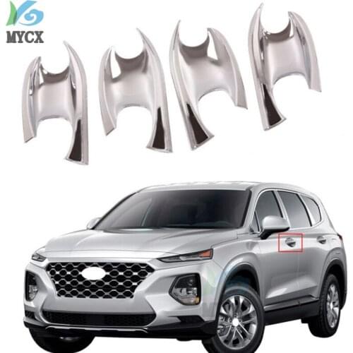 ABS Chrome CARBON Decoration Door Bowl Cover Car Accessories For Hyundai Santa Fe IX45 2019-2020