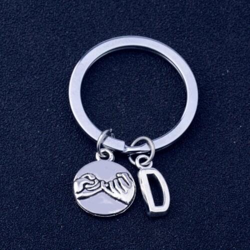 Initial Letter D Keyring Pinky Swear Promise Keychain For Lover Couples Key Chain Jewelry Gifts Friends Mother Father Kids