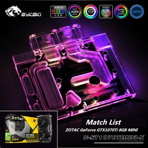 Bykski N-ST1070TIMINI-X Full Coverage GPU Water Block For VGA For ZOTAC GeForce GTX1070TI 8GB MINI Graphics Card Radiator Cooler