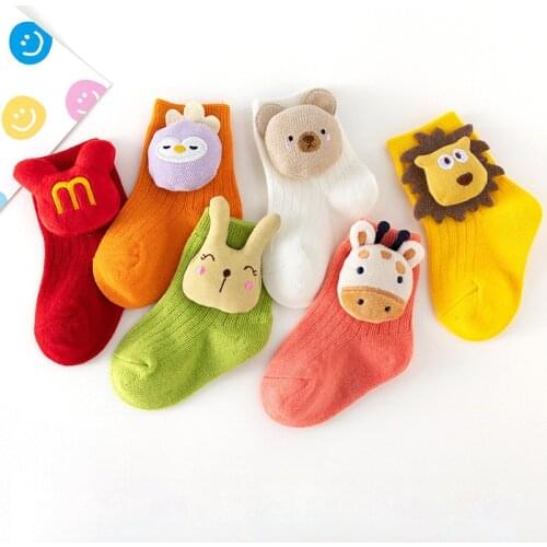 Baby Childrens Girls Newborns Slouch Clothing Cotton Socks Cartoon Animals for Boys Infant Knitted Short Toddlers Clothes Kids