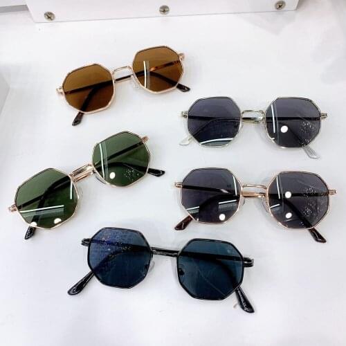 Streetwear Retro Kids Sunglasses Metal Hexagon Baby Boys Girls Personality Children Sun Glasses Black Goggle UV400 High Quality