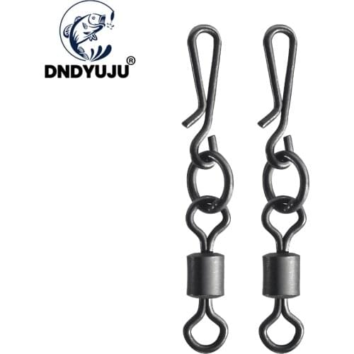 DNDYUJU 20pcs Black Fishing Swivels Connector Interlock Pin Snap Rolling Swivel For Fishhook Lure Carp Fishing Accessories