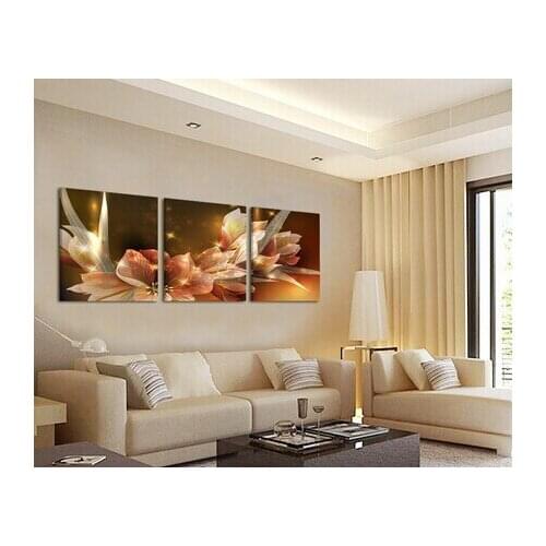 HOME DECOR Canvas Painting Wealth and luxury golden flowers 3 Piece Art Cheap Picture Home Decor On Canvas Modern Wall Prints