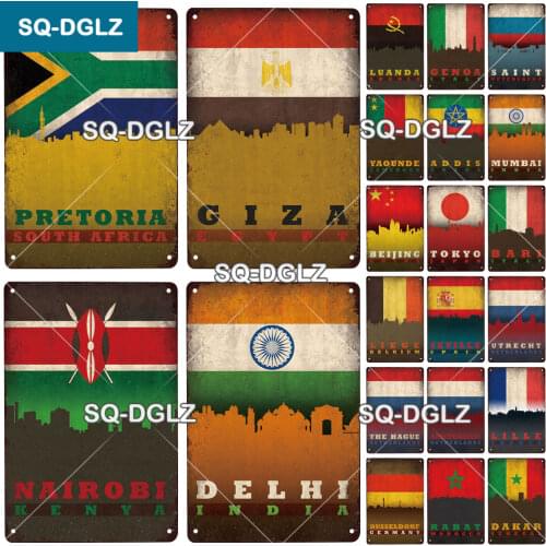 Europe City Metal Sign Plaque Metal Vintage Bar Furniture Man Cave Poster Vintage Retro Metal Wall Decor Personalized Plate