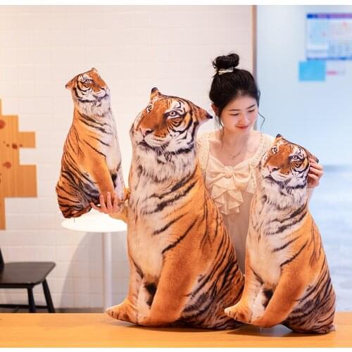 50-90cm Simulation Plush Tiger Sleeping Pillow Soft Stuffed Forest Animals Cushion Sofa Decor Cartoon Tiger Toys For Kids Gift