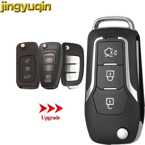 Jingyuqin Modified Flip Remote Car Key Shell for Ford Focus Fiesta C-Max S-Max Ka Mondeo Galaxy Fob HU101 FO21 Blade 3 Button