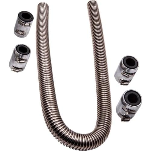 48" BLACK RADIATOR HOSE KIT STAINLESS STEEL + ALUMINIUM END CAP FOR HOLDEN