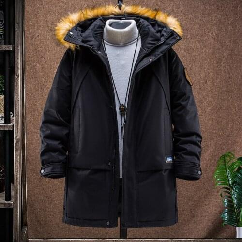 New Winter Down Jacket Men Mid-length Thick Warm Zipper Hooded Solid Long Sleeve Super Light Parkas Fashion Men Casual Jacket