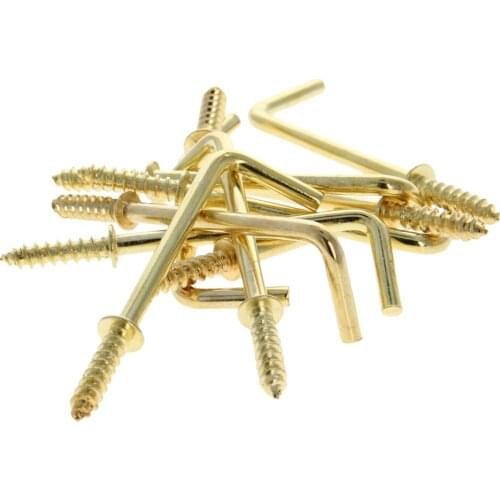 10/20/30/50/100Pcs Self-Tapping Nails 7-Shaped Right Angle Hooks Carbon Steel Electroplated Copper Length 38/42/53/70mm