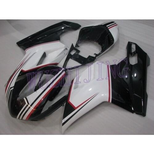 Motorcycle Fairing 1198 2007 Abs Fairing 848 2008 Racing Black White Abs Fairing 848 2007 - 2011