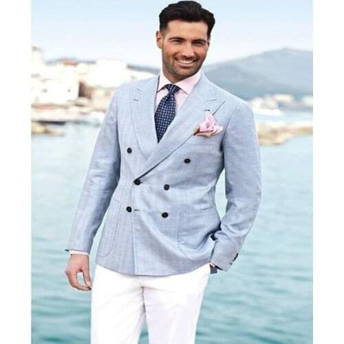 Tailor Made Men Suits Slim Fit Groom Prom Dress Blazer Casual Beach Summer Style 2 Piece Male Tuxedo Jacket+Pant