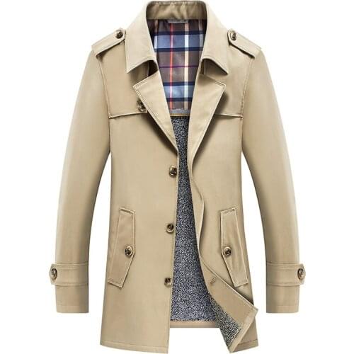 Mens Trench Coat Mens Winter Warm Trench Jacket Mens Spring Autumn Blazer Business Casual Suit Windbreaker Jacket Male 6XL 7XL