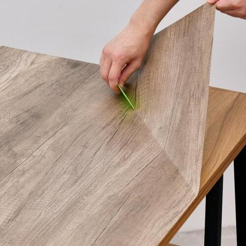 Desktop Sticker Waterproof Wood Grain Self Adhesive Wallpaper Desk Clothes Cupboard Wall Stickers Desk Wardrobe Furniture PVC