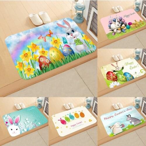 Non-Slip Bathroom Carpet Cute Egg Floor Mat Easter Elements Printing For Home Decoration ALI88