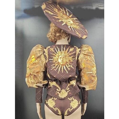 New Birthday Outfits For Women Party Prom Costume Bubble Sleeve Pants Hat Celebrate Evenning Show Dj Singer Clothing VDB3106