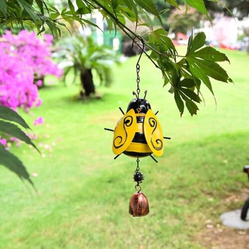 Painted Bee Wind Chime Handmade Wall Window Door Wind Bell Hanging Ornaments Vintage Home Campanula Garden Decoration Crafts