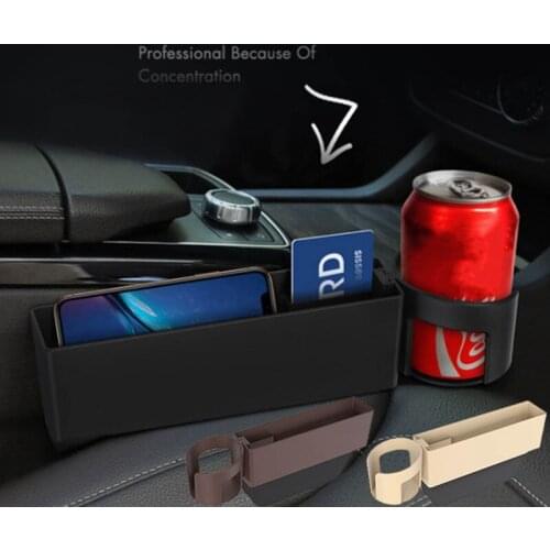 Plastic Car Seat Crevice Side Organizer Case Drink Holder Auto Seat Gap Storage Box Bag Pocket Water Cup Rack Interior Accessory