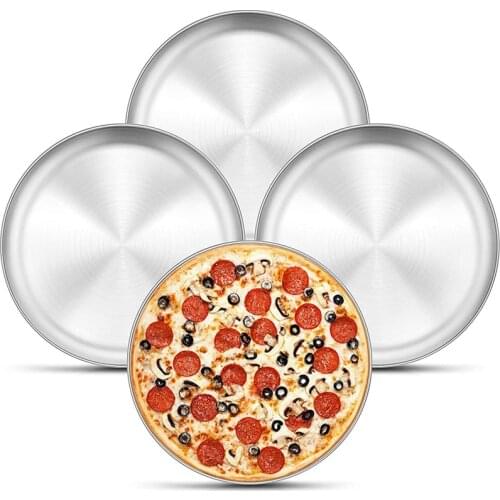 4 Pack 12 Inch Pizza Tray,Stainless Steel Pizza Oven Baking Tray,Round Pizza Baking Sheet,for Baking Roasting Serving