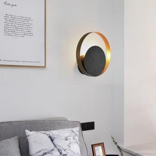 Simple creative copper wall light bedroom bedside decoration modern Nordic design living room hotel LED wall lamp
