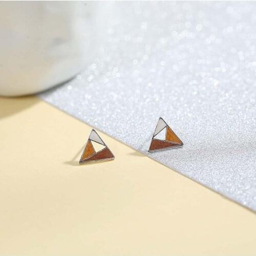 Stud Earrings Color Stitching Triangle For Women Simple Geometric Korean Fashion Trendy Hot Sale Student Lady Jewelry BOYULIGE
