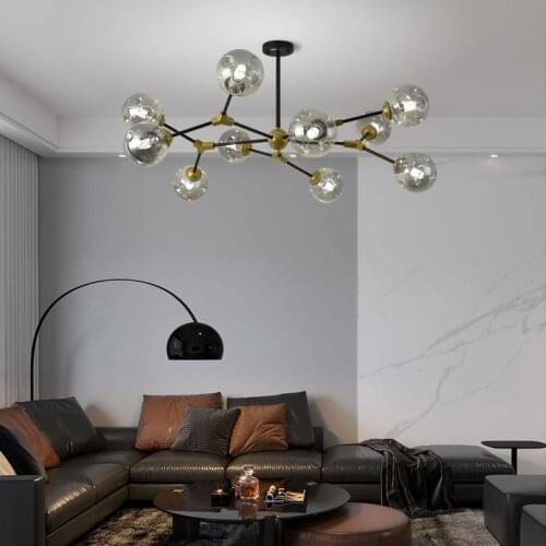 Modern Minimalist Kitchen Chandeliers Home Living Dining room Grey Glass Bubbles Chandelier Loft Luxury Molecular Chandelier