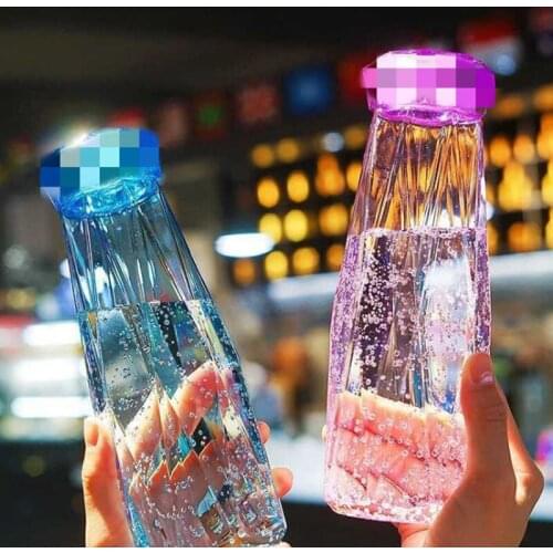 Fairy Crystal Diamond Water Bottle BAP Free 420ML Glass Sport Bottle botella de agua Leak Proof Outdoor Travel Bottle for Girls