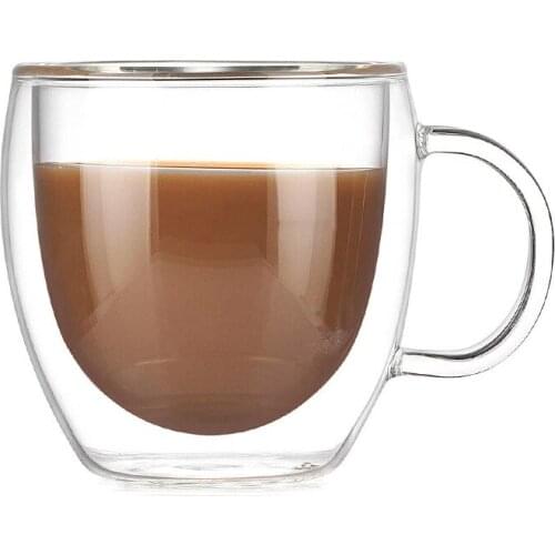Heat Resistant Double Wall Glass Coffee Tea Mugs 150ml 250ml 350ml 450ml Handmade Drinkware Shot Glass Cups