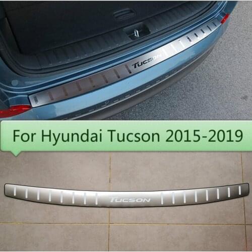 Ultra-thin Car Stainless Steel Rear Bumper Protector Sill Trunk Rear Guard Tread Plate Car Styling For Hyundai Tucson 2015-2019