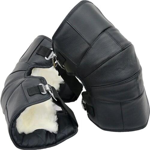 Universal Motorcycle Warm Knee Protector Thicken Leather Wool Motorcycle Knee Protecter Windproof Warmer Wraps Pads Knee