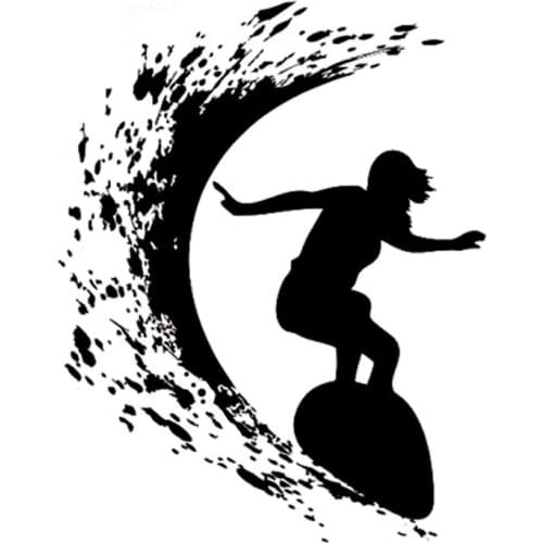 12.6CM*15.8CM Fashion Surfing Extreme Sport Wave Ocean Silhouette Vinyl Car Sticker Black/Silver Decor S9-1008
