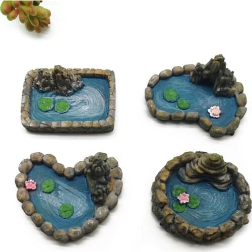 Vintage Pool Figurine Ponds Model Resin Craft Ornament Home Decoration Miniature Garden Fairy Glass Decor DIY Accessories