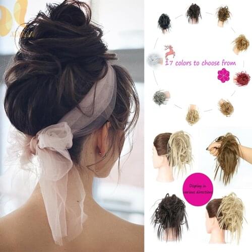 XINRAN Messy Bun Hair Piece Scrunchy Hair Bun Women Chignon Synthetic Hair Extension For Women Hair Band Donut Wrap Ponytail
