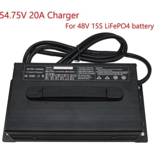 1200W 48V 20A LiFePO4 Battery Charger 54.75V 20A Used for 48V 15S LiFePO4 RV EV Power Bateria Pack