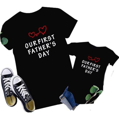 2021 Family Matching Clothing Family Look Funny Baby Daddy our First Fathers Day Family Look T Shirt Baby Dad Matching Clothes