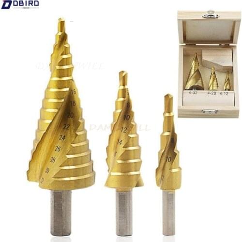 3pcs 4-12/20/32mm HSS Spiral Grooved Center Drill Bit Solid Carbide Mini Drill Accessories Titanium Step Cone Drills AXK