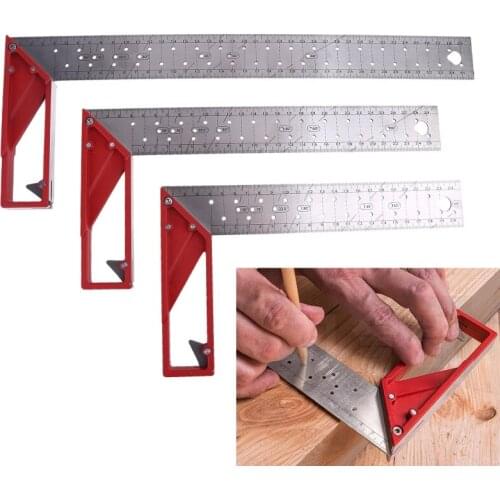 45/90 Degree Triangle Square Ruler 30cm Stainless Steel Right Angle Ruler Woodworking Try Square for Multiple Purposes