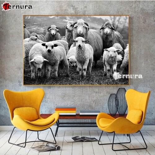 Full Drill Square Animal lamb 5d Diy Diamond Painting Cross Stitch sheep Flock Daimond Mosaic Embroidery Paintings Home Decor