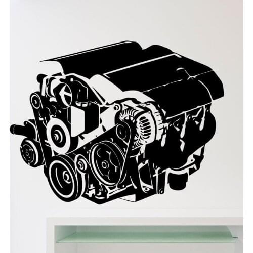 Car Engine Wall Sticker Car Workshop Auto Repair Service Wall Decals Garage Interior Decoration Vinyl Home Decor Decals C181