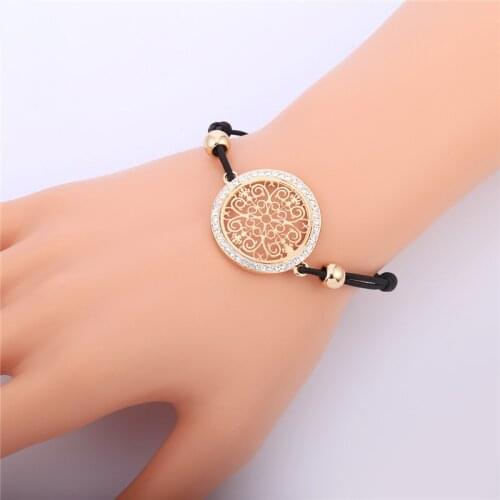 Flower Of Life Charms Bracelet Adjustable Elastic Rope Chain Bracelets CZ Crystal Gold Silver Color Pulsera mujer Jewelry Gifts