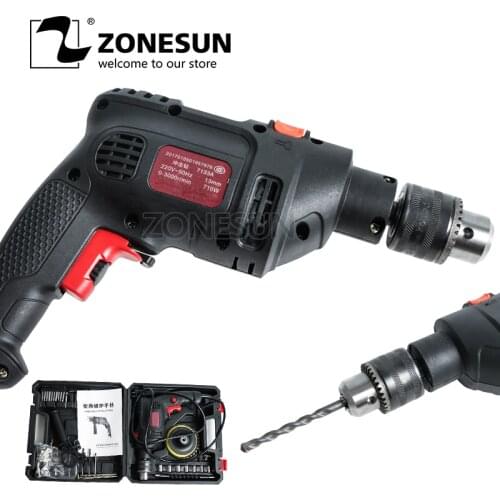 ZONESUN Rotary Drill Electric Screwdriver Portable Reversible Power Tools Automatic Woodworking Steel Aluminum Drilling Machine