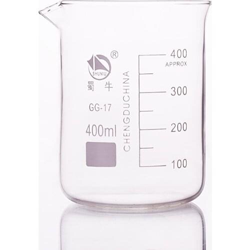 3pcs Beaker in low form,Capacity 400ml,Outer diameter=82mm,Height=112mm,Laboratory beaker