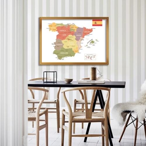 90*60cm The Spain Map In Spanish Decorative Wall Art Poster Canvas Painting Living Room Home Decoration Office School Supplies