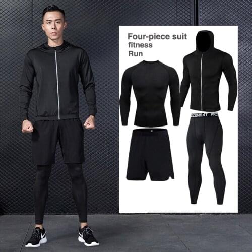 Brand Men Training Sportswear Set Gym Fitness Compression Running Suit Jogging Tight Sports Wear Clothes 4XL Oversized Male