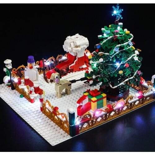 MOC Santa Claus Friend Amusement park Christmas Winter Village City Train decoration Building Blocks Santa Claus Bricks Toys