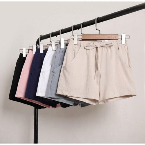 Summer Fashion Women Solid Color High Waist All-Match Cotton Short Pants Loose Plus Size Wide Leg Five-point Shorts Sport Casual