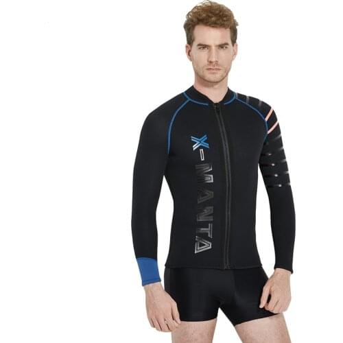 3mm Neoprene Mens Wetsuit Jacket Front Long Sleeve Full Zip Top Cool Man Snorkeling Diving Sucba Wet Suit Black Dive & Sail
