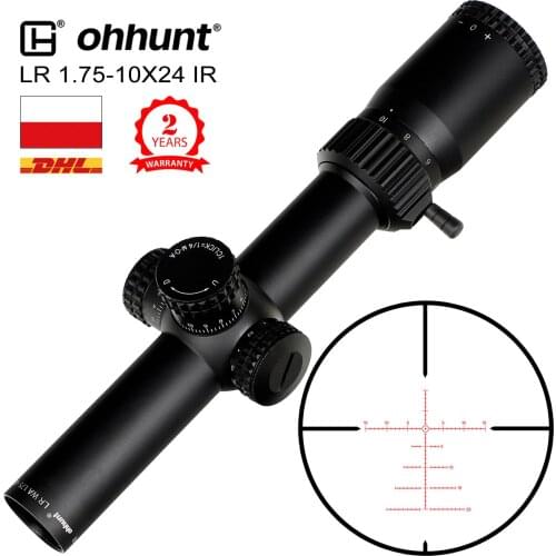 Ohhunt LR WA 1.75-10X24 IR Compact Hunting Scope Tactical Glass Etched Reticle Red Illumination Turrets Lock Reset Riflescope